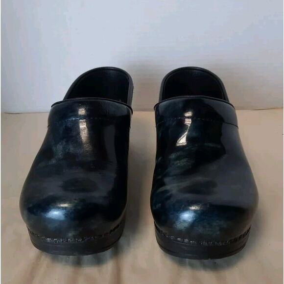 Dansko Patent‎ Leather Slip-On Clog Shoes. Blue/Gray Marble. 37 US 6.5-7 - Picture 1 of 7